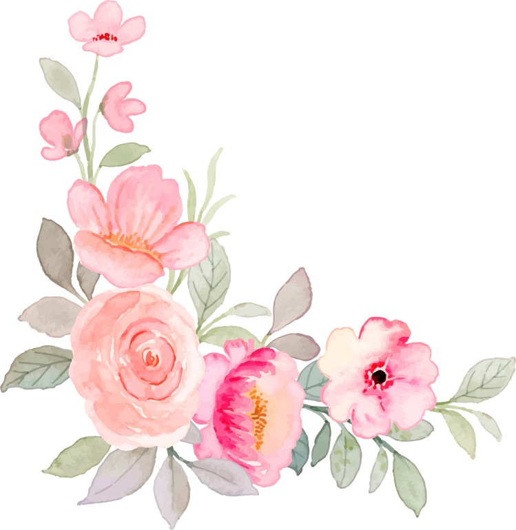 Watercolor pink flower arrangement